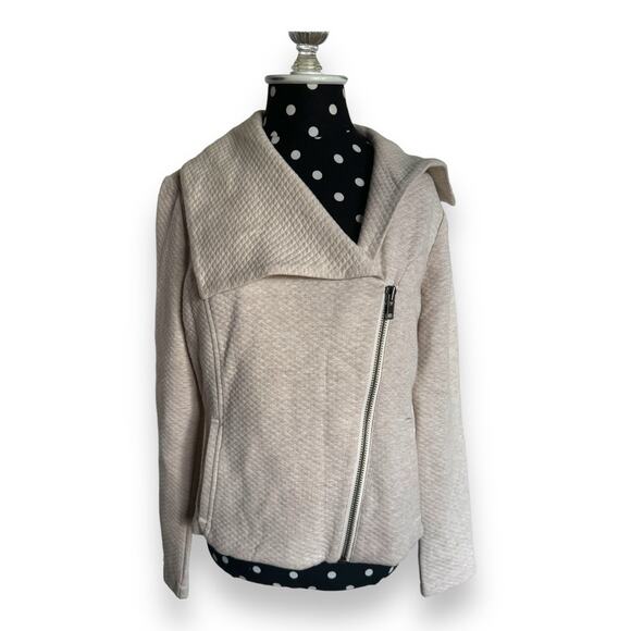 Cabi Womens Jacket Size Small Ryder Oatmeal Heather Moto Diamond Quilted Stylish - Picture 4 of 12